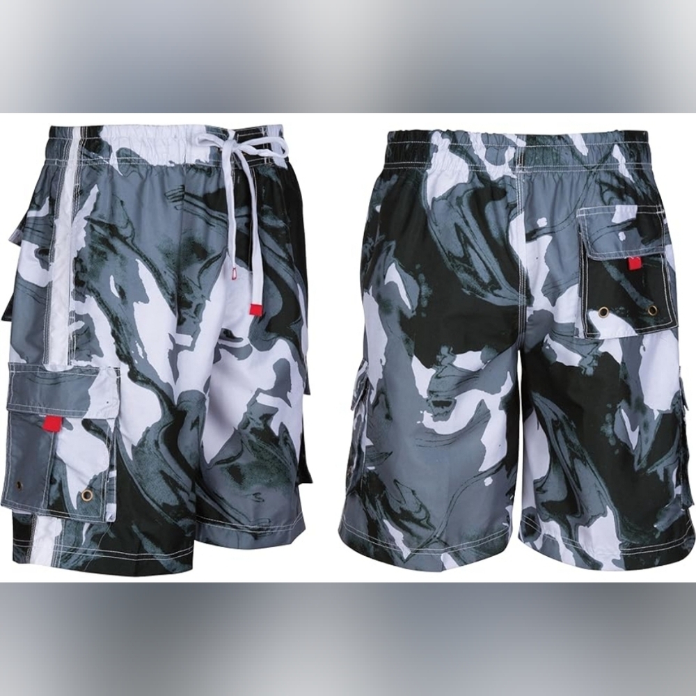 Sakkas Black White Abstract Swim Trunks Sz XXL NEW
